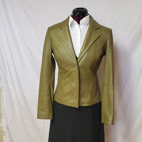 Tristan Green Leather Blazer size small - Picture 1 of 7